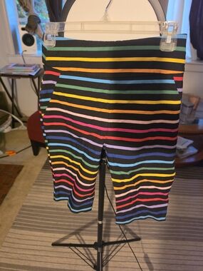 Rainbow Stripe Shorts - Black Multicolor